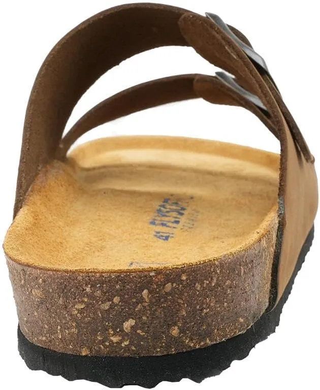 100% Genuine Leather Men's Sandals - Comfortable Cushioned Smart Foam Footbed, Slip-On Slides for Casual Summer Wear, Adjustable Fit, Durable Non-Slip Sole