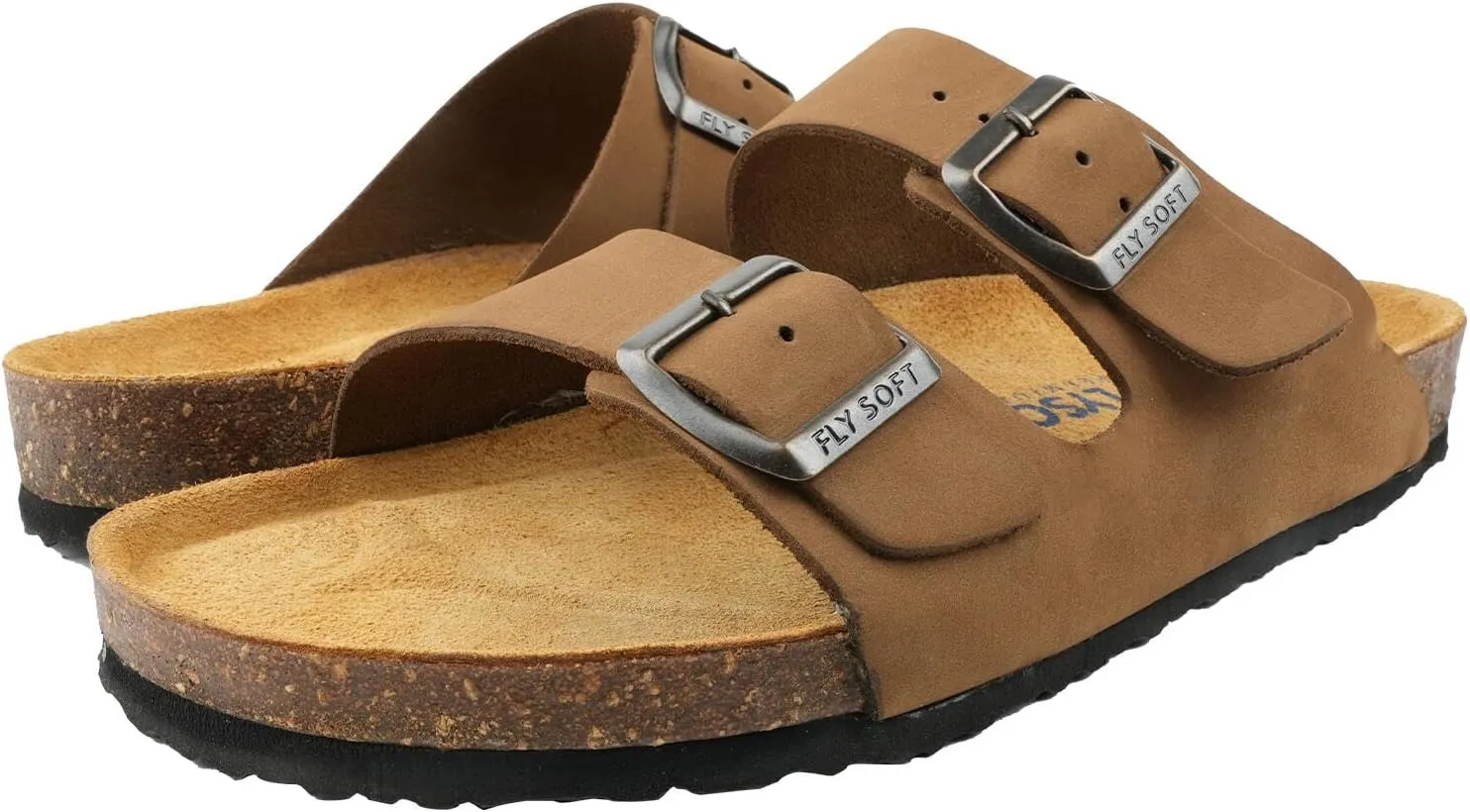 100% Genuine Leather Men's Sandals - Comfortable Cushioned Smart Foam Footbed, Slip-On Slides for Casual Summer Wear, Adjustable Fit, Durable Non-Slip Sole