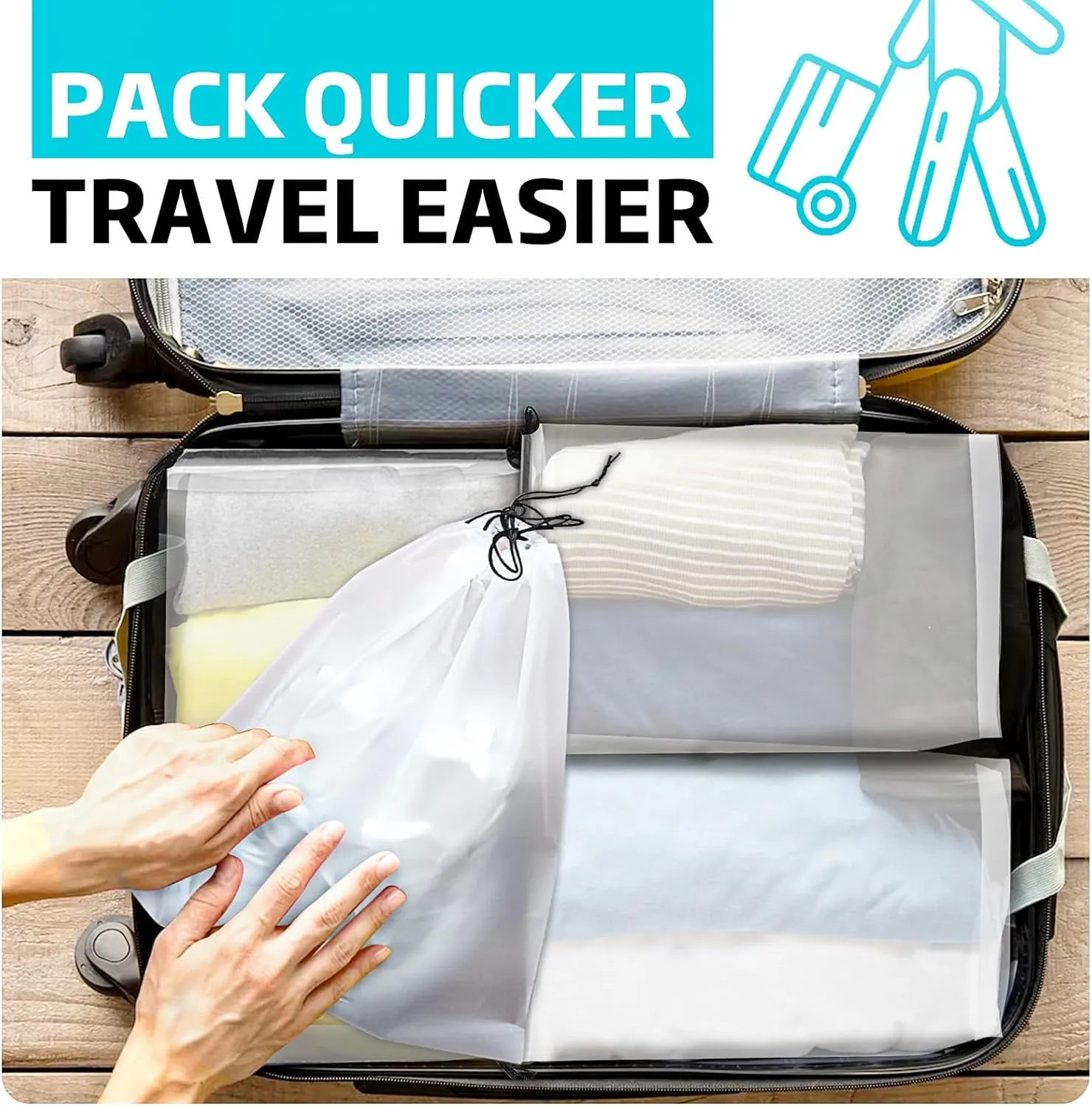12 Pack Transparent Shoe Bags for Travel Large Clear Shoe Organizers Pouch with Rope Portable Drawstring Storage Bag for Men & Women