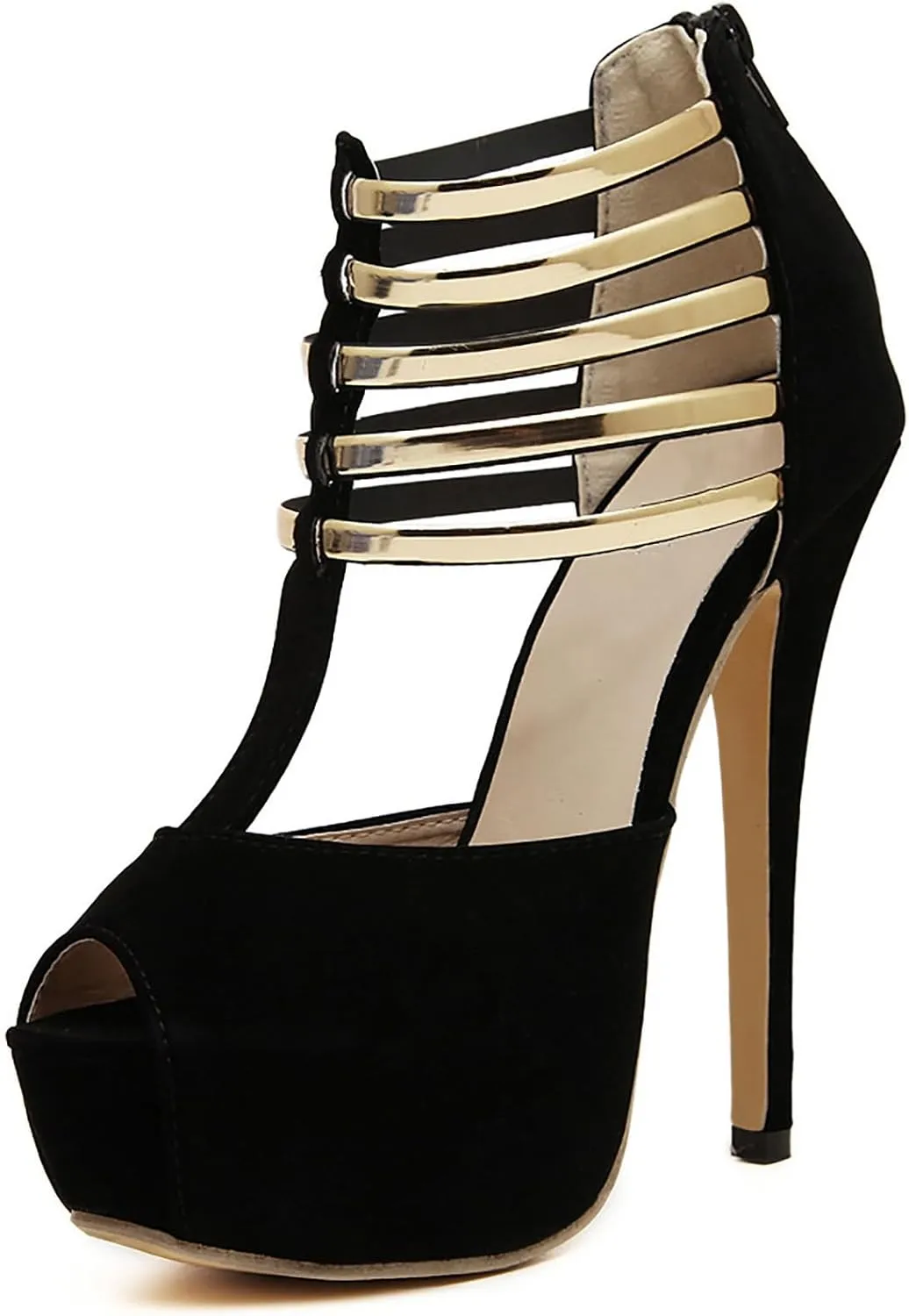 14CM/5.51IN High Heels Women Thick High Heels Nightclub Sexy Fashion Suede Pumps Open Toe High Heel Shoes Size 35-45