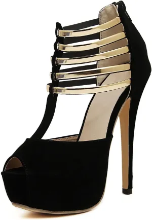 14CM/5.51IN High Heels Women Thick High Heels Nightclub Sexy Fashion Suede Pumps Open Toe High Heel Shoes Size 35-45