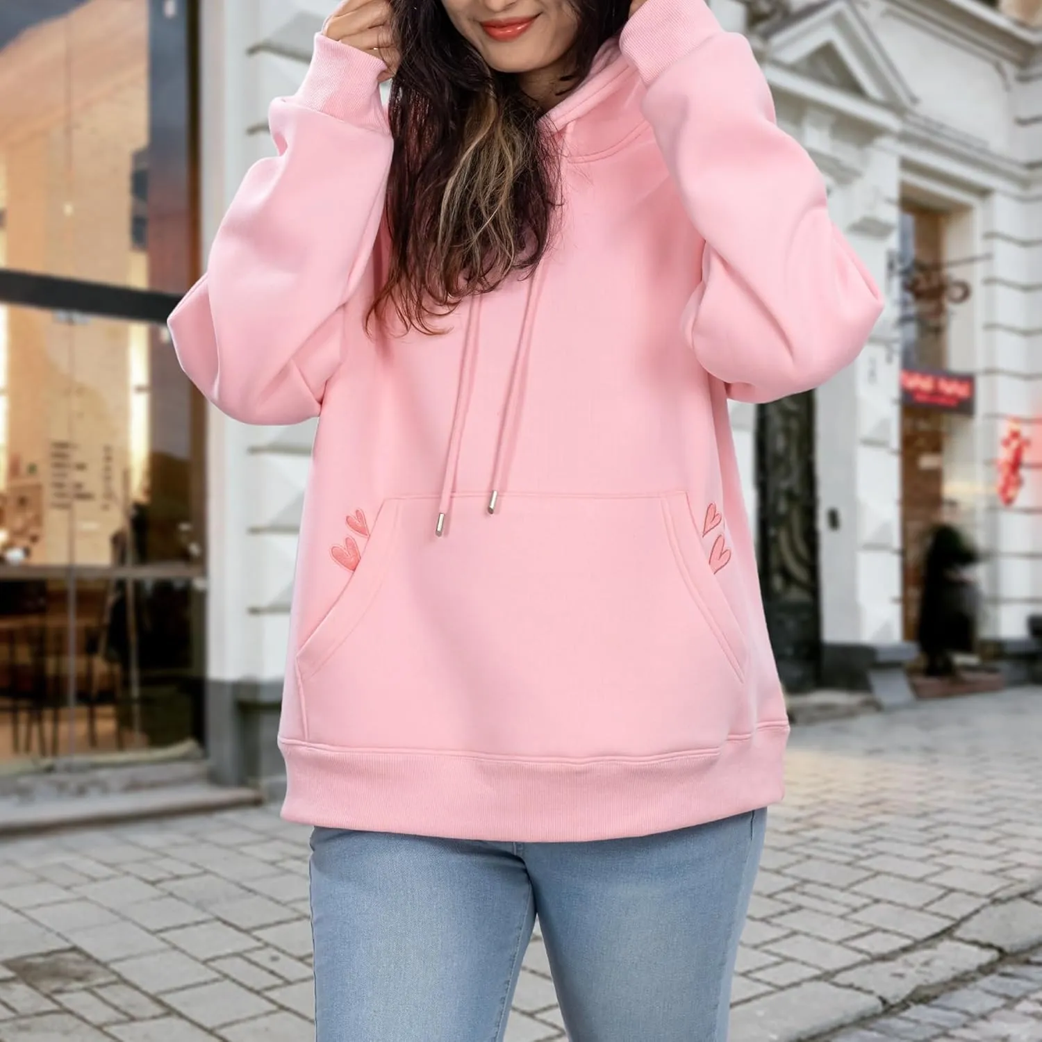 2025 Embroidered Graphic Hoodie Sweatshirts for Women Cotton Comfrt Casual Pullover Mother's Day