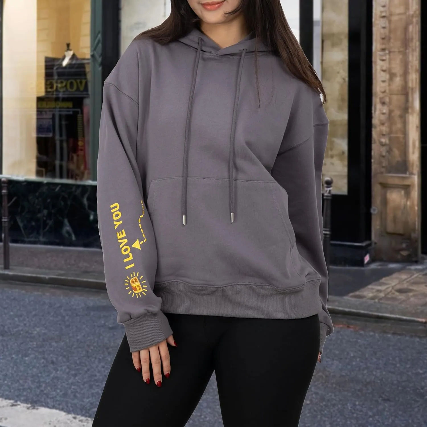 2025 Embroidered Graphic Hoodie Sweatshirts for Women Cotton Comfrt Casual Pullover Mother's Day