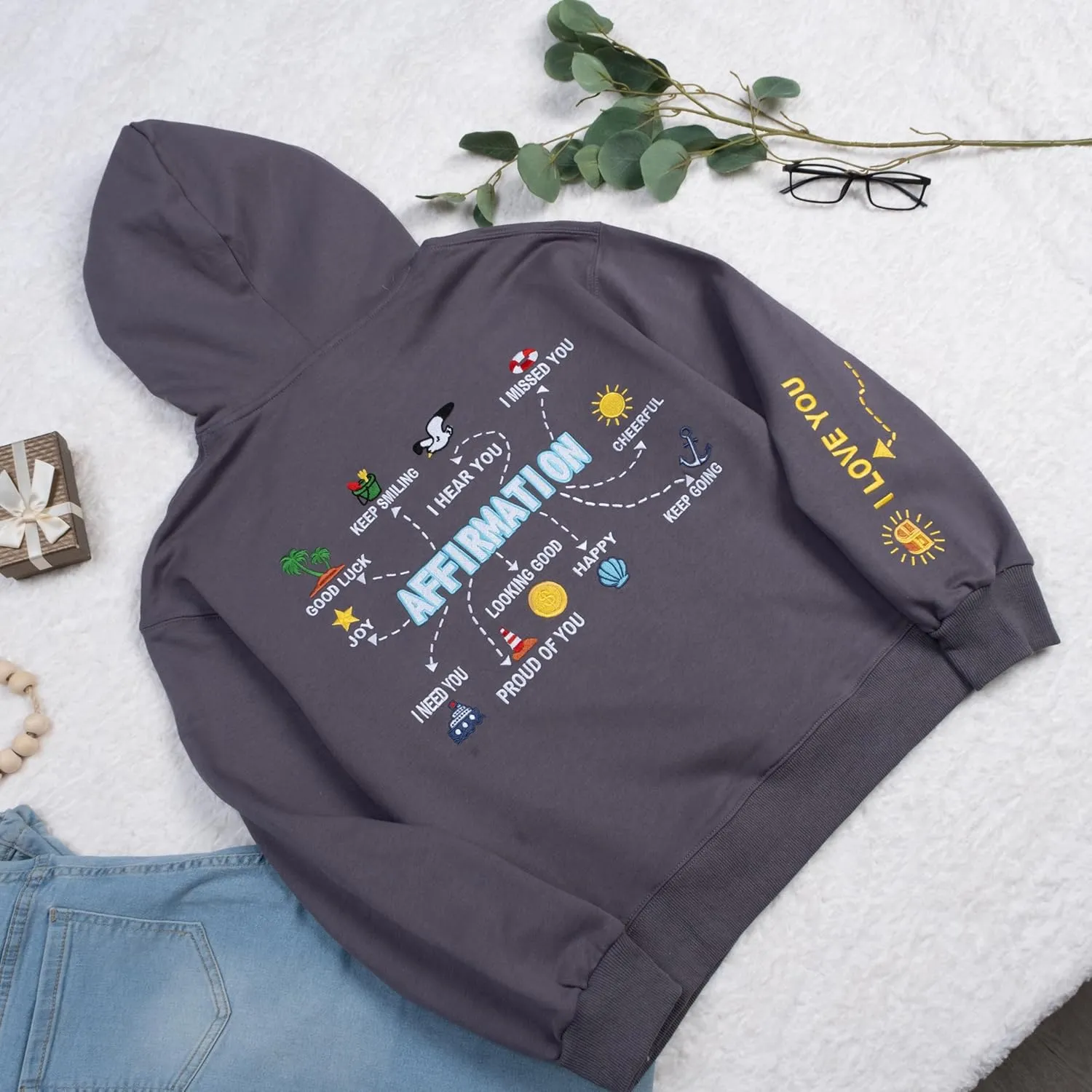 2025 Embroidered Graphic Hoodie Sweatshirts for Women Cotton Comfrt Casual Pullover Mother's Day