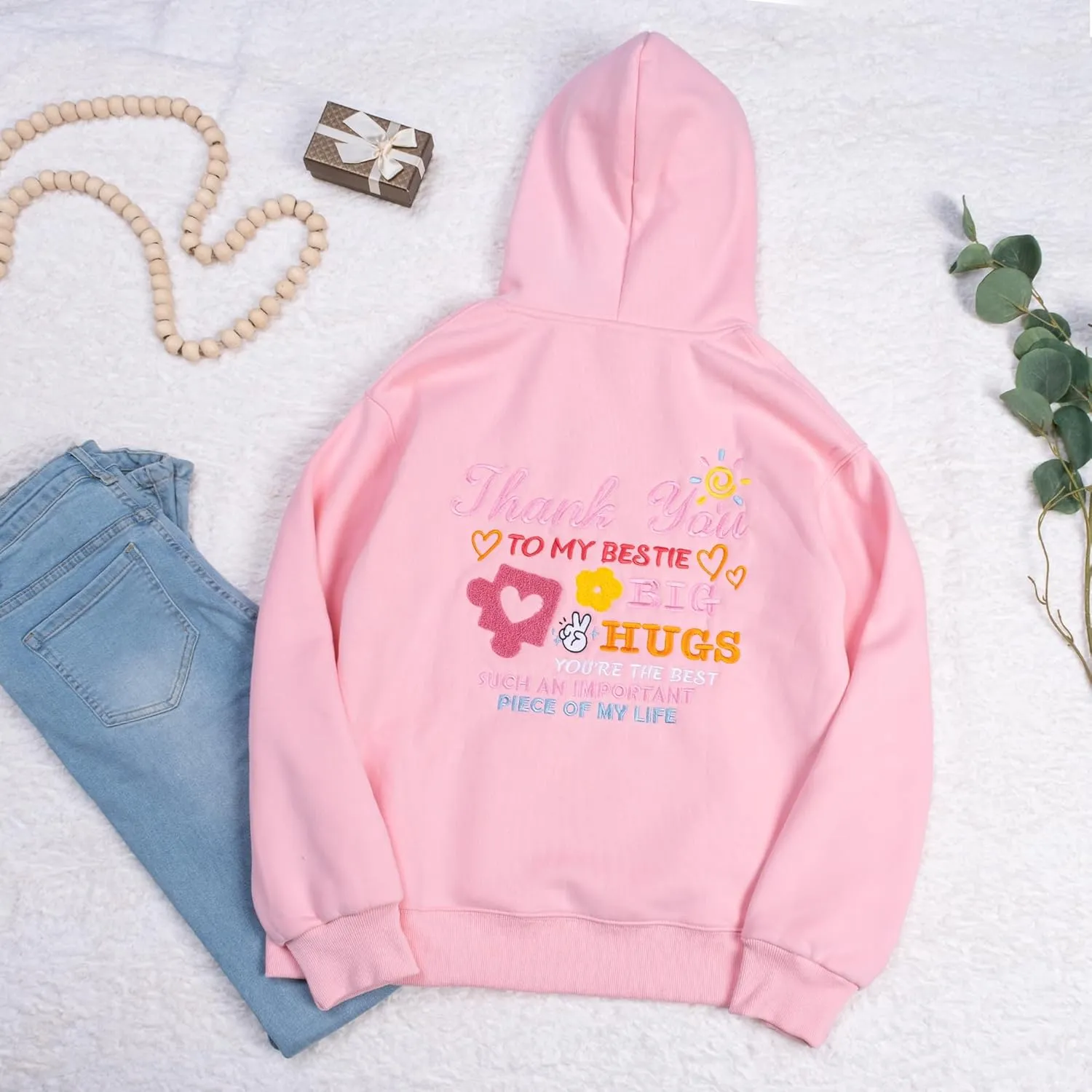 2025 Embroidered Graphic Hoodie Sweatshirts for Women Cotton Comfrt Casual Pullover Mother's Day