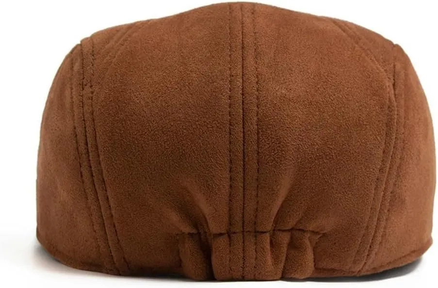 2025 Men's Classic Newsboy Hat Suede Fabric Flat Ivy Cap Fashion Gatsby Hat Vintage Casual Stretch Cabbie Driving Cap