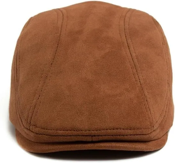 2025 Men's Classic Newsboy Hat Suede Fabric Flat Ivy Cap Fashion Gatsby Hat Vintage Casual Stretch Cabbie Driving Cap