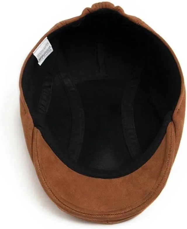 2025 Men's Classic Newsboy Hat Suede Fabric Flat Ivy Cap Fashion Gatsby Hat Vintage Casual Stretch Cabbie Driving Cap