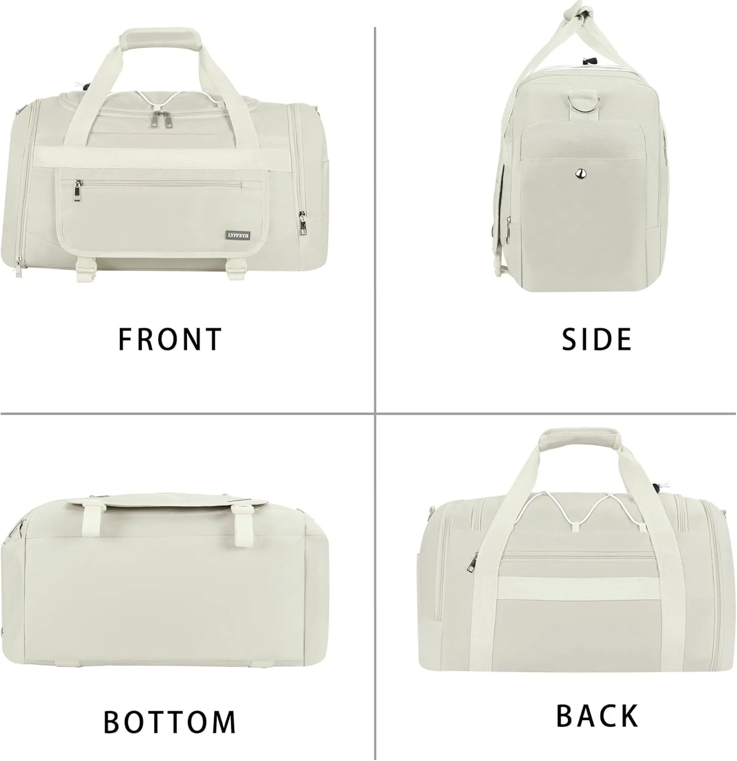 21 Inch Gym Bag for Women and Men with Shoe Compartments, Sports Duffle Bag with Wet Pocket, Travel Tote Bag Weekender Overnight Bag (Beige)