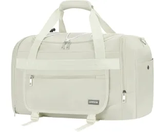 21 Inch Gym Bag for Women and Men with Shoe Compartments, Sports Duffle Bag with Wet Pocket, Travel Tote Bag Weekender Overnight Bag (Beige)