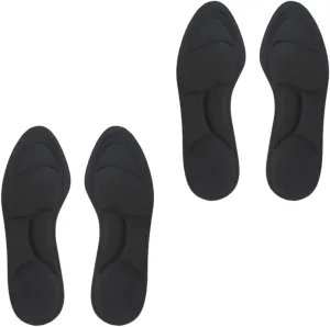 2Pairs Sponge Insoles for Comfortable Foot Relaxation Breathable and Shock Absorbing Massage Insert Pads for Walking and Prolonged Standing Black