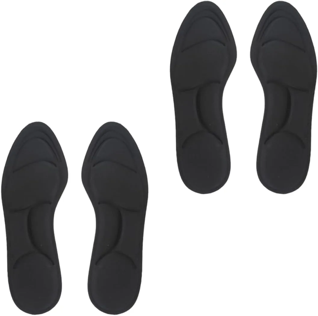2Pairs Sponge Insoles for Comfortable Foot Relaxation Breathable and Shock Absorbing Massage Insert Pads for Walking and Prolonged Standing Black