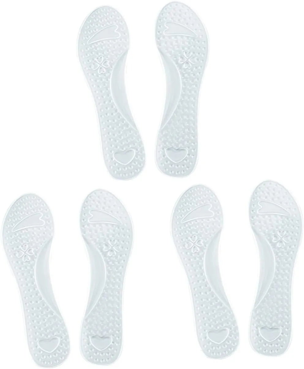 3 Pairs Shoe Inserts for Foot Gel Insoles Foot Therapy Non-Slip Arch Support Orthotic Care Comfortable Cushion