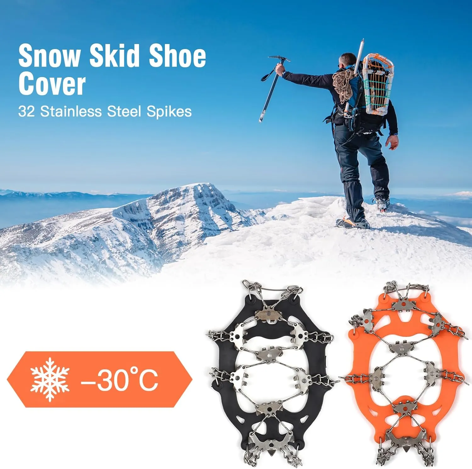 32-Tooth Ice Claw Stainless Steel -Slip Shoe Cover Snow -Slip Device -Slip Chain