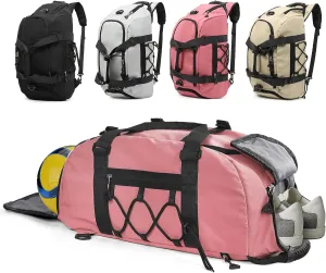 35L Pink Gym Bag with Shoe Compartment, Sports Duffle Bag for Women, Carry on Duffle Bags for Airplanes, Workout Bags for Gym Women, Weekender Overnight Duffle Backpack