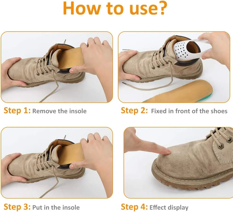 4 Pairs Anti-Wrinkle Shoes Crease Protectors Toe Box Decreaser, Shoes Crease Guards for Sneaker and Running Casual Shoes, Men's 7-12/ Women's 5-8