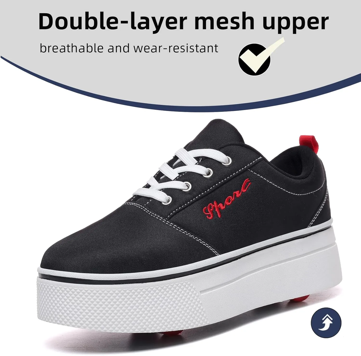 4-Wheel Children's Roller Shoes with Removable Wheels and Breathable Mesh - Outdoor Durable Skateboarding Sneakers Suitable for Boys and Girls