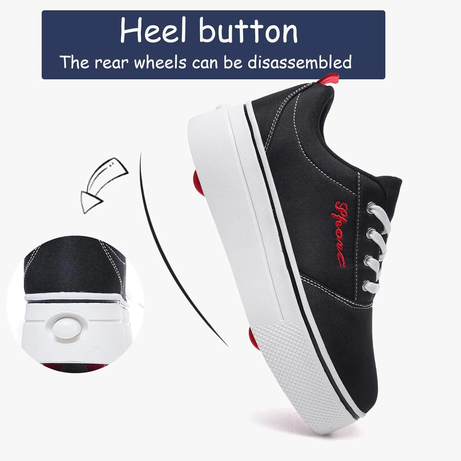 4-Wheel Children's Roller Shoes with Removable Wheels and Breathable Mesh - Outdoor Durable Skateboarding Sneakers Suitable for Boys and Girls