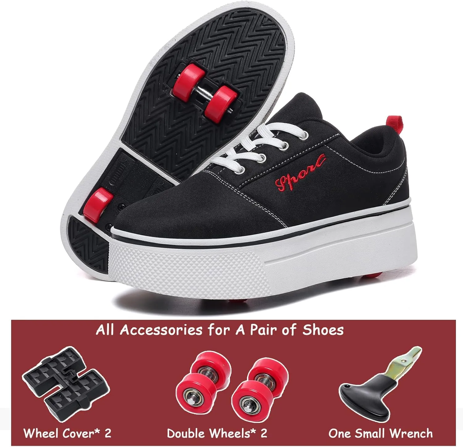 4-Wheel Children's Roller Shoes with Removable Wheels and Breathable Mesh - Outdoor Durable Skateboarding Sneakers Suitable for Boys and Girls