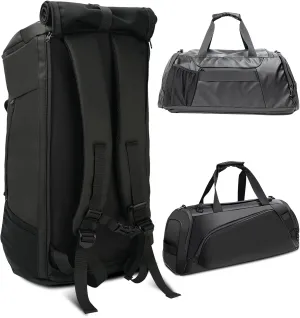 40L Travel Duffle Bag, 4-in-1 Large Gym Bag with Shoe & Wet Clothes and Laptop Compartments, Black