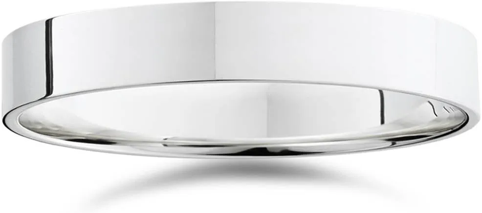4mm Flat 14K White Gold Comfort Fit Wedding Band Ring