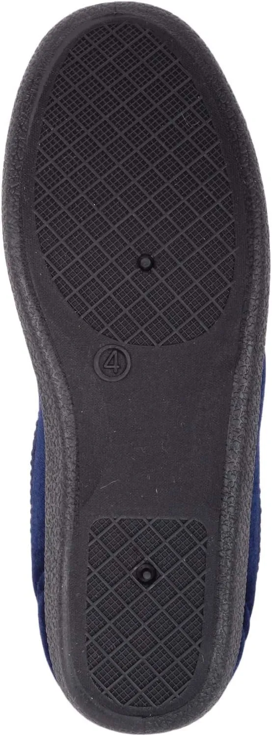 ABSOLUTE FOOTWEAR Womens Slip On Velour Style Slippers with Embroidery Motif