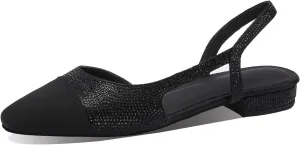 Adrizzlein Womens Slingback Flat Pumps Closed Round Toe Two Toned Casual Flat Office Shoes