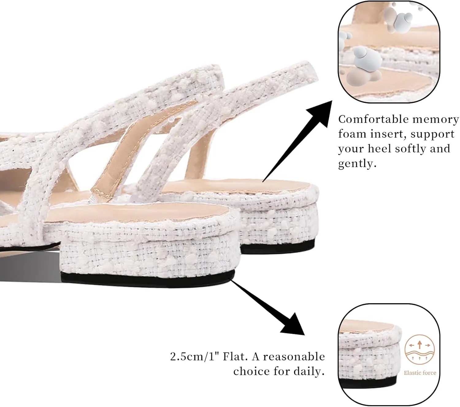 Adrizzlein Womens Slingback Flat Pumps Closed Round Toe Two Toned Casual Flat Office Shoes