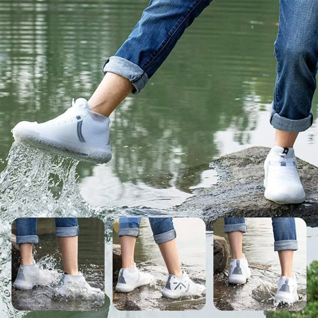 Affection Anti Slip Waterproof Shoe Covers, Reusable Affection Waterproof Shoe Covers, Silicone Rubber Rain Shoe Covers, Outdoor Cycling Protectors Apply to Men, Women, Kids (Pink, M)
