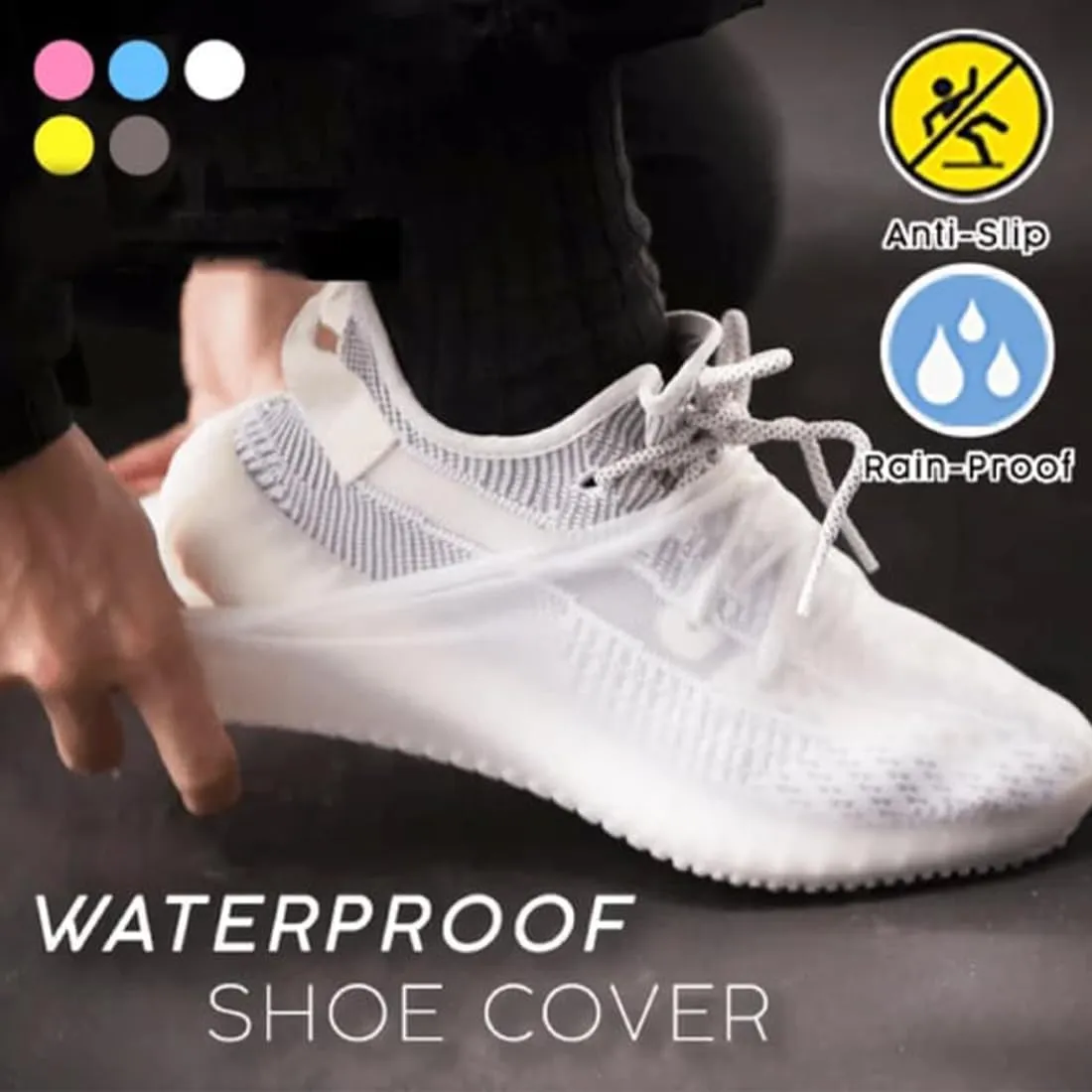 Affection Anti Slip Waterproof Shoe Covers, Reusable Affection Waterproof Shoe Covers, Silicone Rubber Rain Shoe Covers, Outdoor Cycling Protectors Apply to Men, Women, Kids (Pink, M)