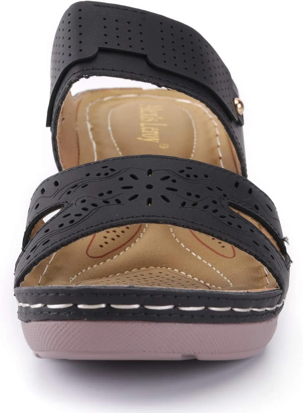 Alexis Leroy Women’s Comfortable Open Toe Crisscross Straps Slip on Wedge Sandals