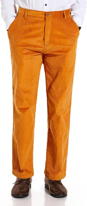 Alimens & Gentle Men's Corduroy Pant Straight Fit Flat-Front Casual Chino Pants