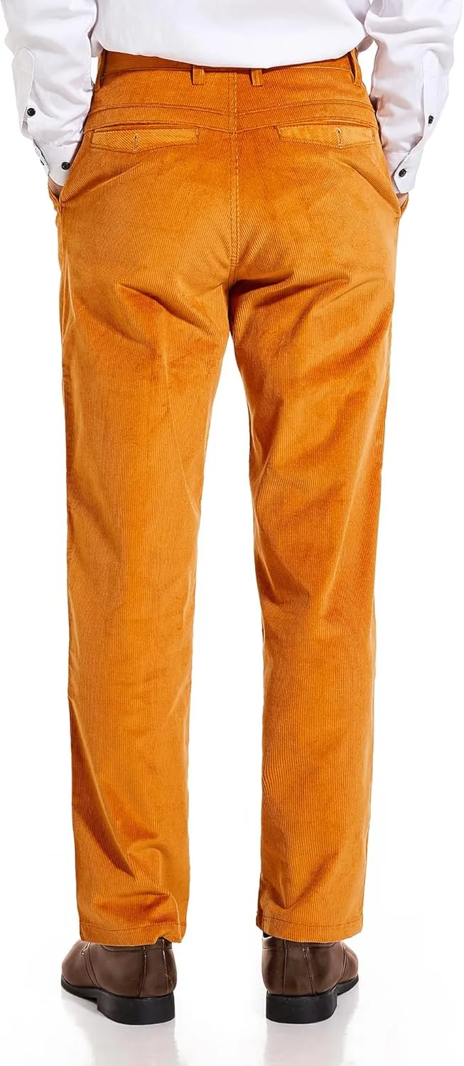 Alimens & Gentle Men's Corduroy Pant Straight Fit Flat-Front Casual Chino Pants