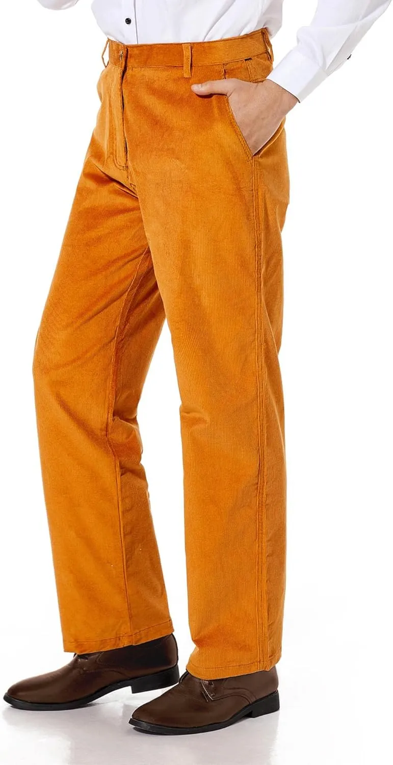 Alimens & Gentle Men's Corduroy Pant Straight Fit Flat-Front Casual Chino Pants