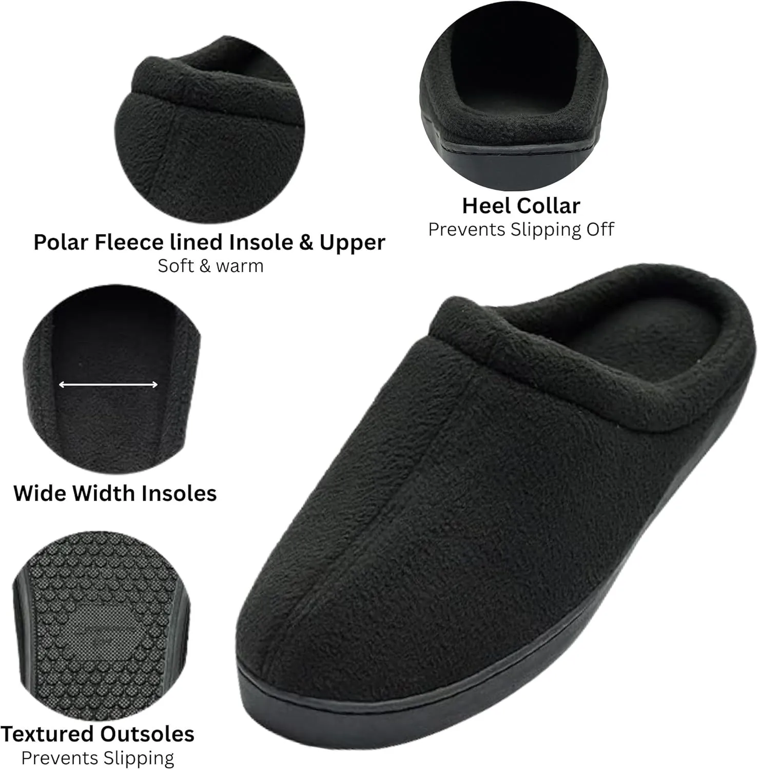 Alpine Swiss Peter Mens Memory Foam Wide Fleece Clog Slippers Slip On House Shoes