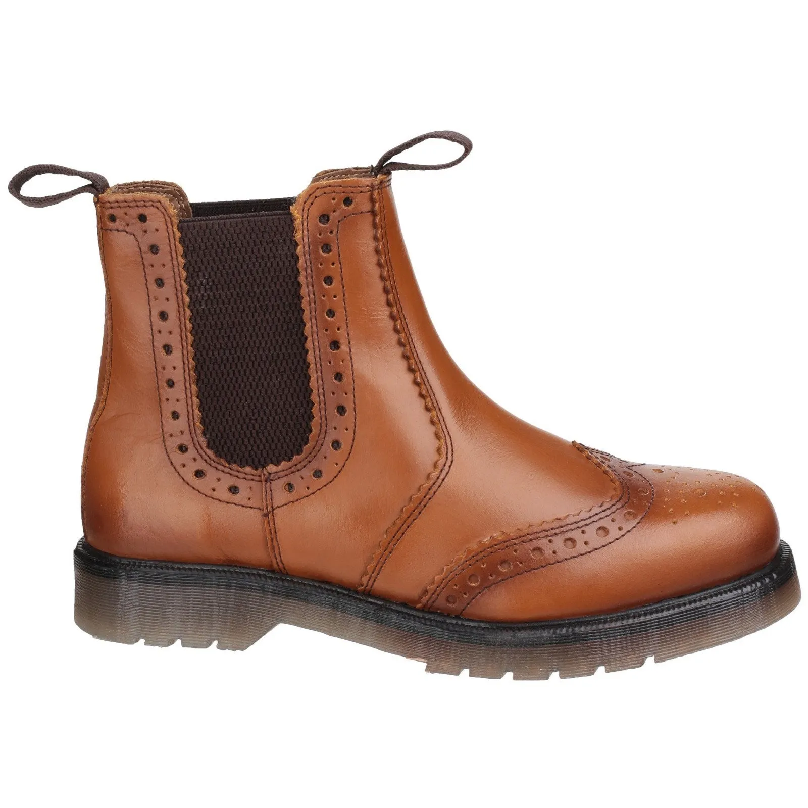 Amblers Dalby Slip on Brogue Style Tan Full Grain Leather Dealer Boots 3-15
