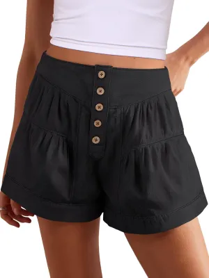ANRABESS Women's Denim Shorts Summer Baggy High Waisted Flowy Wide Leg Buttons Pleated Casual Jean Shorts 2025 Fashion Skorts