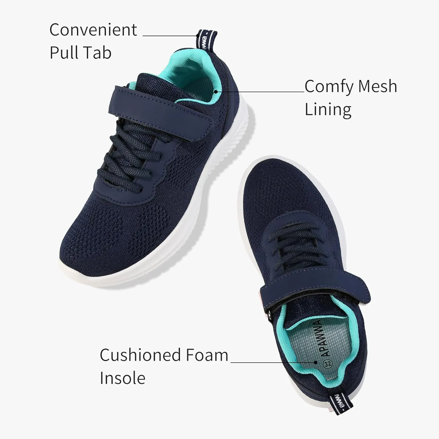 Apawwa Boys Girls Sneakers Lightweight Sneaker for boy Kids Breathable Tennis Shoes for Toddler/Little Kids/Big Kids