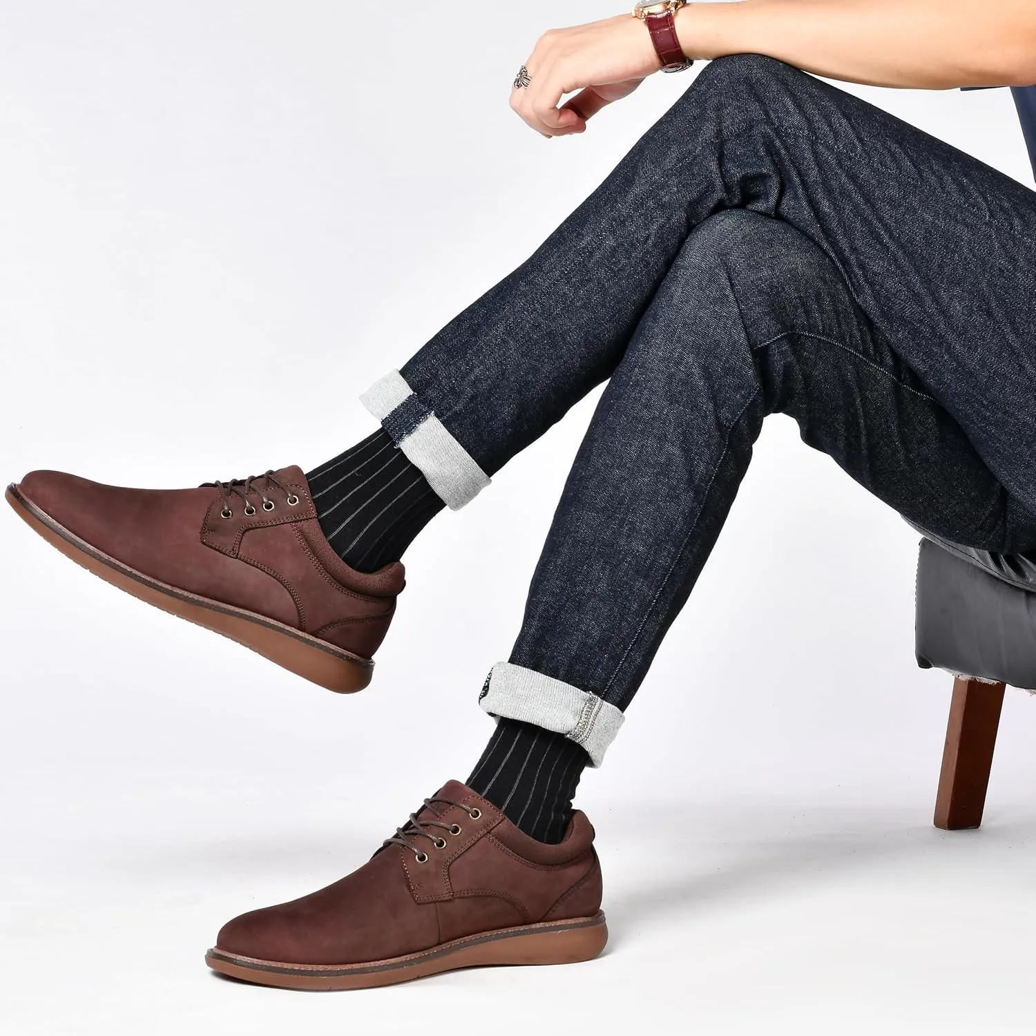 Arkbird Mens Casual Dress Shoes Fashion Sneaker Mens Leather Shoes Business Casual Shoes Men Brown Shoes