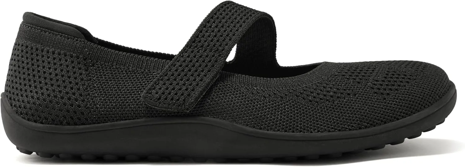 Arromic Wide Toe Box Flat Shoes Women Mary Jane Flat Shoes Comofortable Ballet Flat with Adjustable Straps Slip on Washable Knit Casual Flats