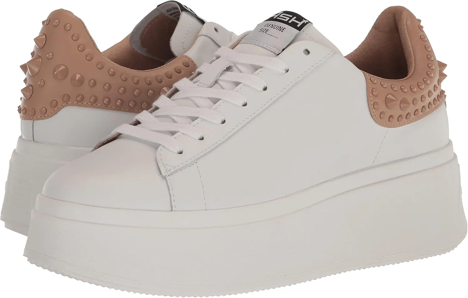 ASH Women's Moby Platform Embellished Sneaker, White Nappa Calf, Rubber Studded Heel
