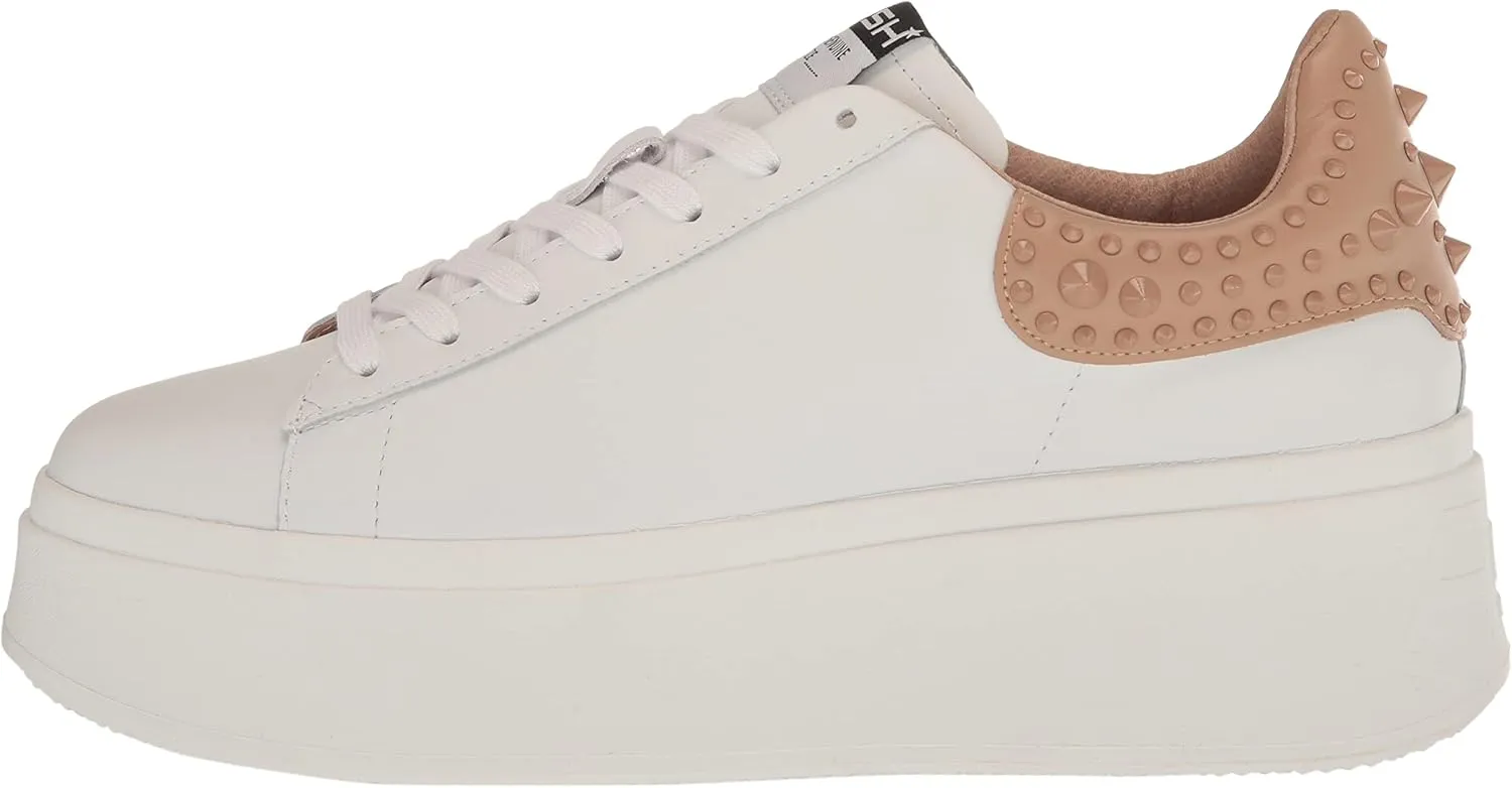 ASH Women's Moby Platform Embellished Sneaker, White Nappa Calf, Rubber Studded Heel