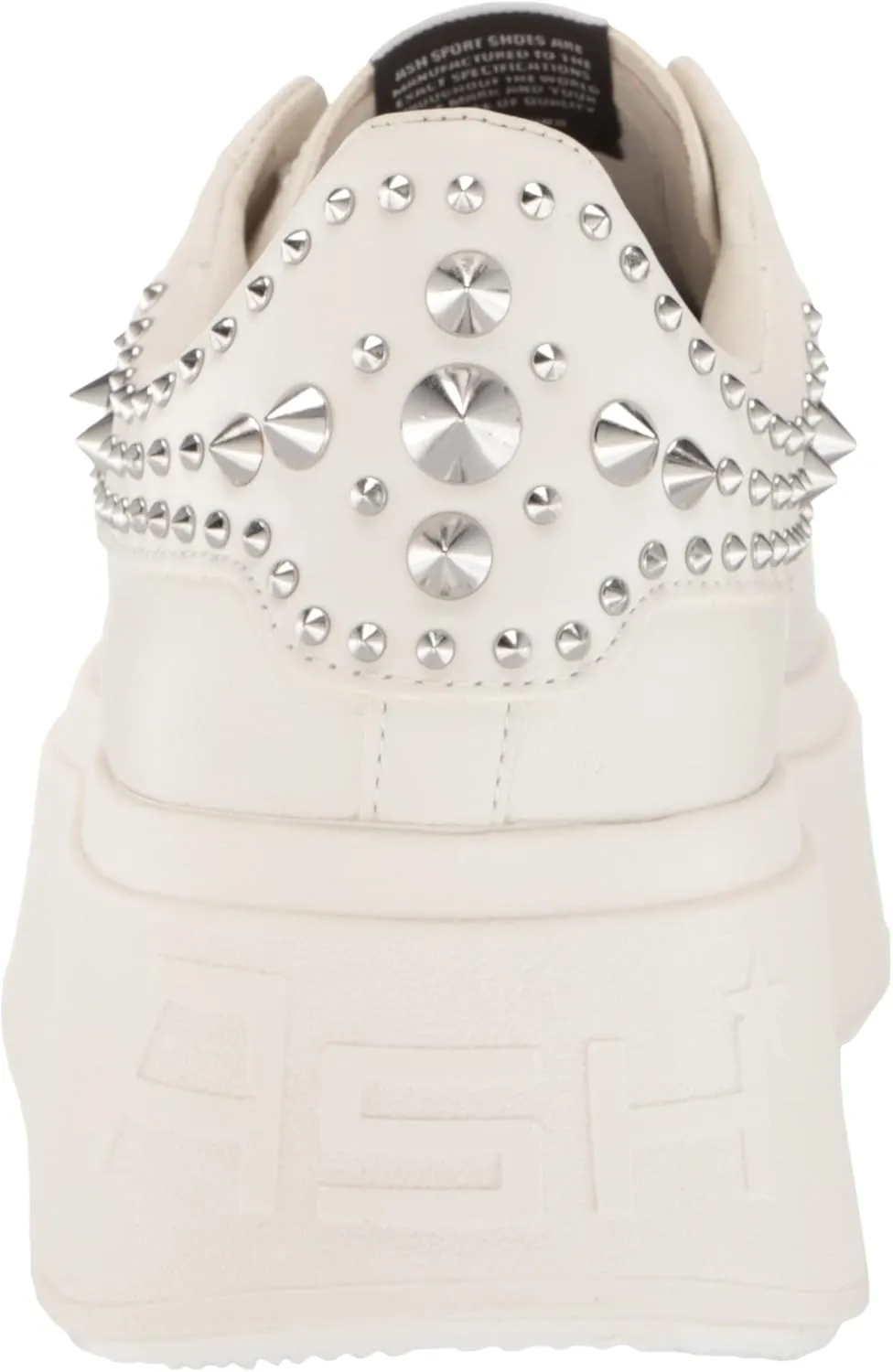 ASH Women's Moby Platform Embellished Sneaker, White Nappa Calf, Rubber Studded Heel