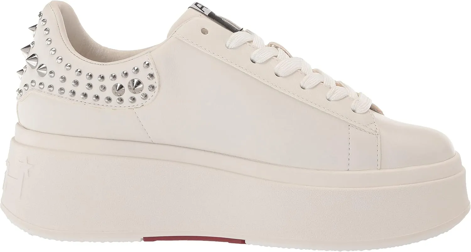 ASH Women's Moby Platform Embellished Sneaker, White Nappa Calf, Rubber Studded Heel
