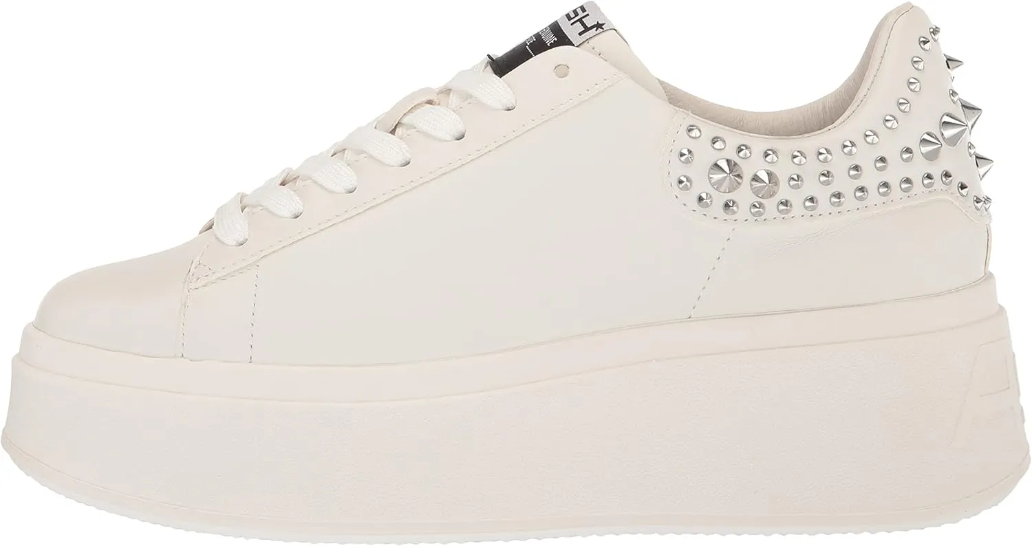 ASH Women's Moby Platform Embellished Sneaker, White Nappa Calf, Rubber Studded Heel