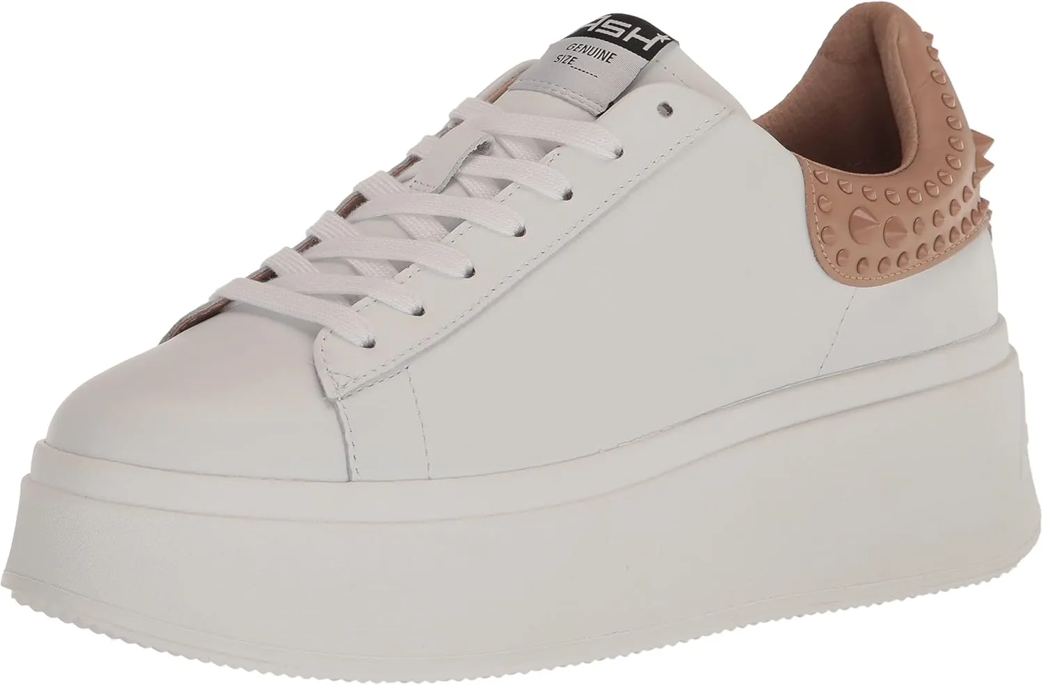 ASH Women's Moby Platform Embellished Sneaker, White Nappa Calf, Rubber Studded Heel