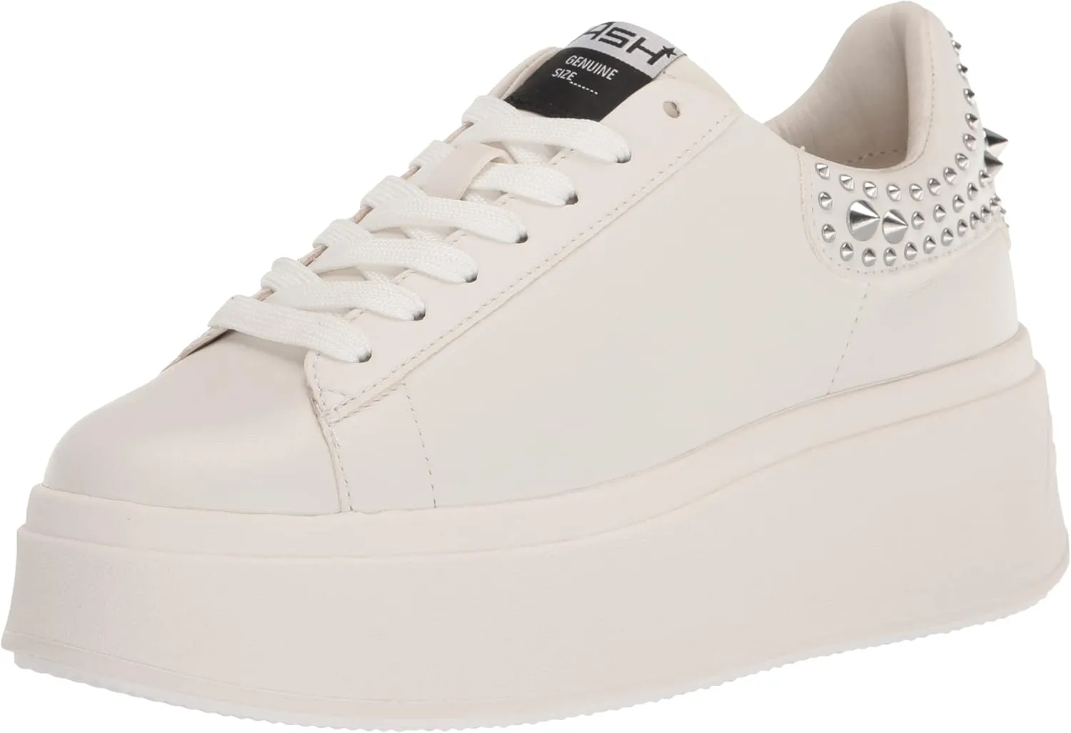 ASH Women's Moby Platform Embellished Sneaker, White Nappa Calf, Rubber Studded Heel