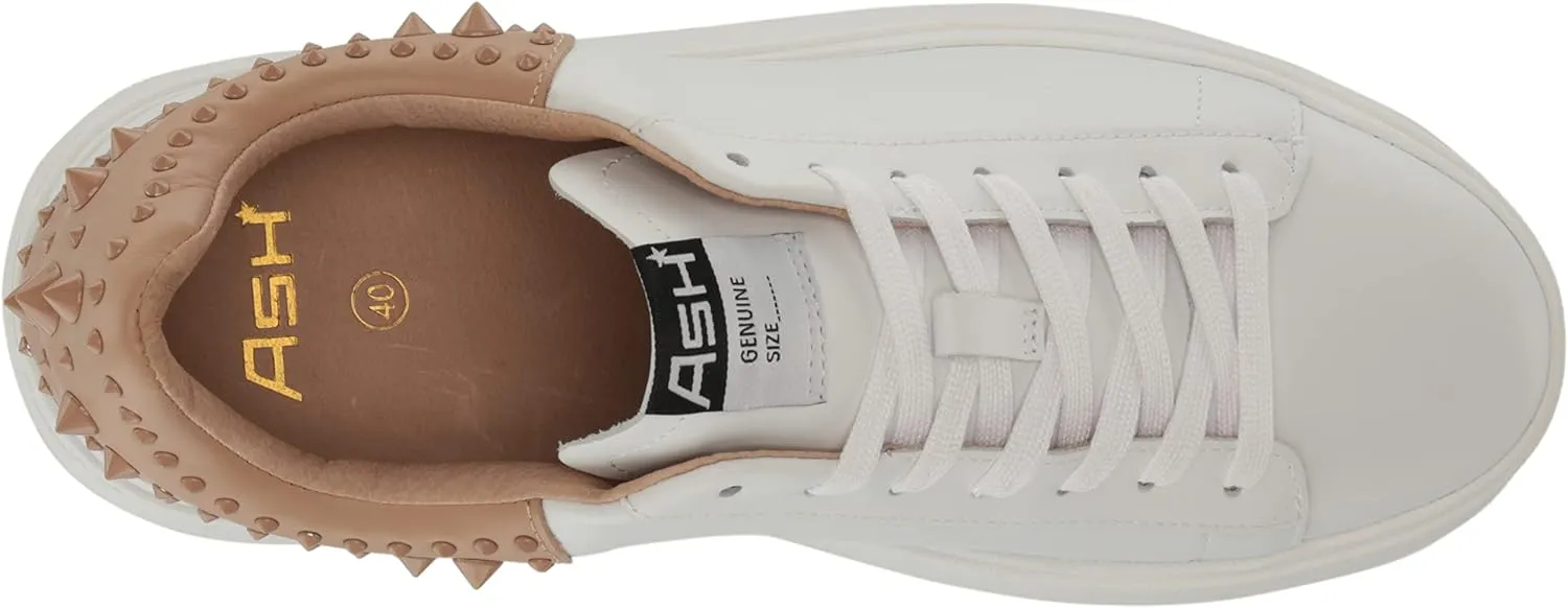 ASH Women's Moby Platform Embellished Sneaker, White Nappa Calf, Rubber Studded Heel