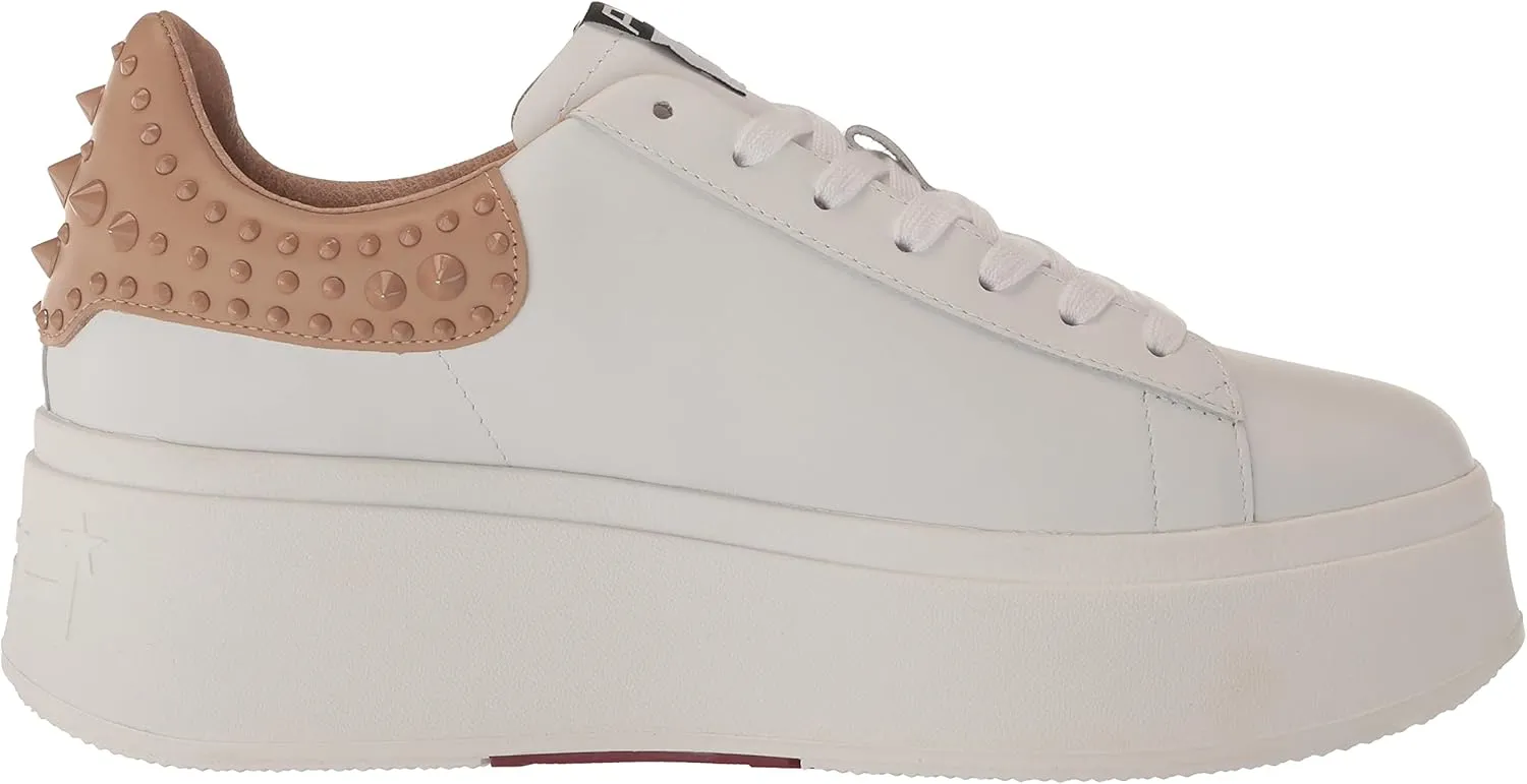 ASH Women's Moby Platform Embellished Sneaker, White Nappa Calf, Rubber Studded Heel