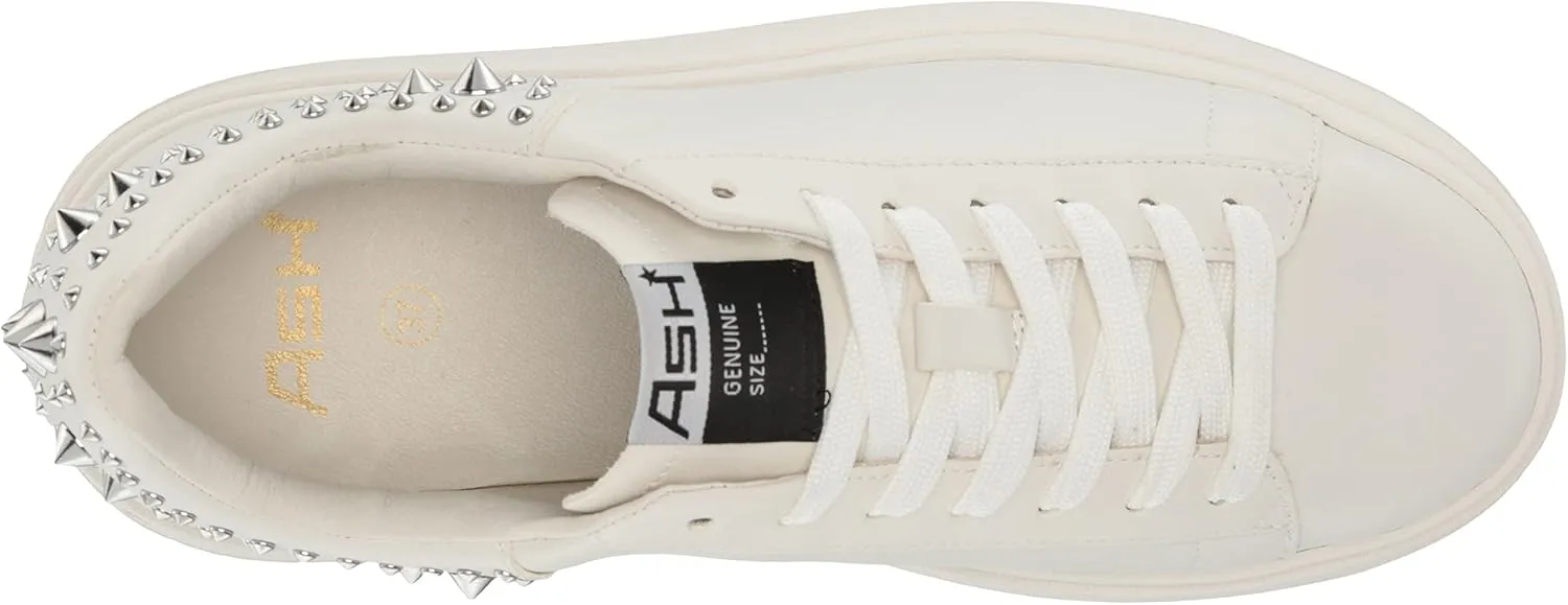 ASH Women's Moby Platform Embellished Sneaker, White Nappa Calf, Rubber Studded Heel